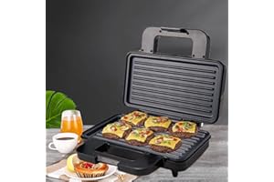 SOKANY SK-227 1000W Panini Press Grill, Revestimiento Antiadherente, Fácil Limpieza, Indicador Luminoso, Asa Toque Frio, Sandwichera eléctrica, Parilla Eléctrica