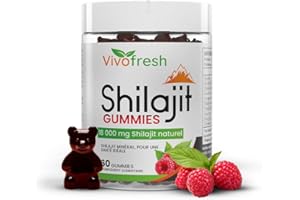 VivoFresh Shilajit Pur Himalaya | Boost d'Énergie Naturelle | +85 Minéraux & Acides Fulviques | Goût Framboise Délicieux | 60 Gummies - 18 000 mg