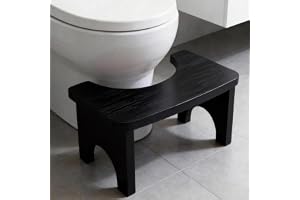GOEDCH Ergonomisk toalettpall med naturlig design: 37 x 20 x 17 cm stabil bambu-toalettpall för vuxna, hälsosam och bärbar to