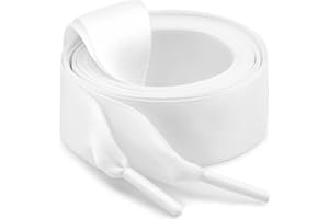 WEGOODZF Satin Ribbon Shoe Laces: 2CM Wide Flat Silk Shoelaces for Women Girls 2 Pairs Replacement Shoelace for Trainers Boots Sneakers