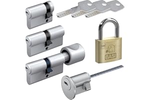 Türzylinder/Schließzylinder gleichschließendes SET für Haus und Wohnung | frei kombinierbar | mit Wendeschlüssel | Viele Längen verfügbar | BASI Doppelzylinder A:35 mm B:40 mm