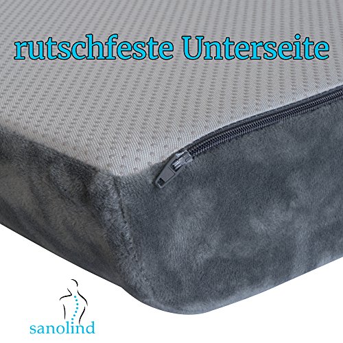 Orthopädisches Sitzkissen, Schmerzlinderung für Rücken, Bandscheiben- und Ischias Nerv. Größe 45×48 cm Höhe 9 cm Sanolind® Visco-System für perfekte Druckentlastung. - 3
