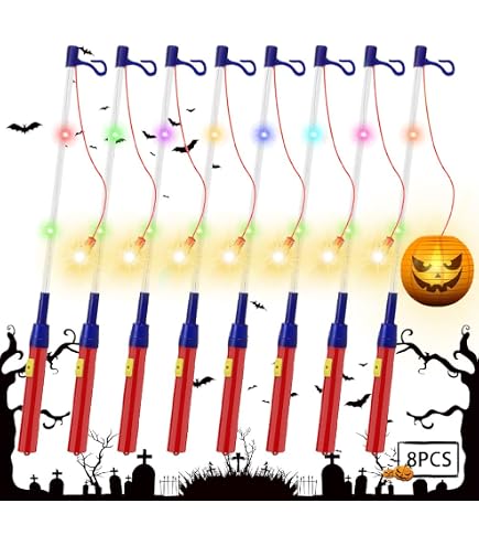 Lot De 4 Bâtons De Lanterne LED 40 Cm – Pour Fête De La Saint-Martin, Halloween – Piles AA