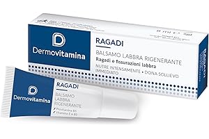 Dermovitamina Ragadi Labbra Balsamo Rigenerante - Tratta Lembi Screpolati - Balsamo Labbra Riparatore con Vitamine - Arrossamenti e Secchezza - Uso Giornaliero - Senza Aromi - 8 ml