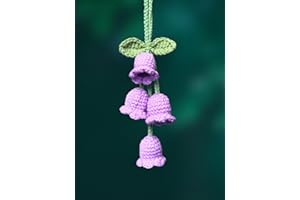 KIAYOO Pendentif de Rétroviseur de Voiture Lys de la Vallée Tricoté, Décoration Voiture Mignonne pour Rétroviseur, Accessoire Intérieur Cadeau d'anniversaire Noël Nouvel an pour Filles Femmes Amies