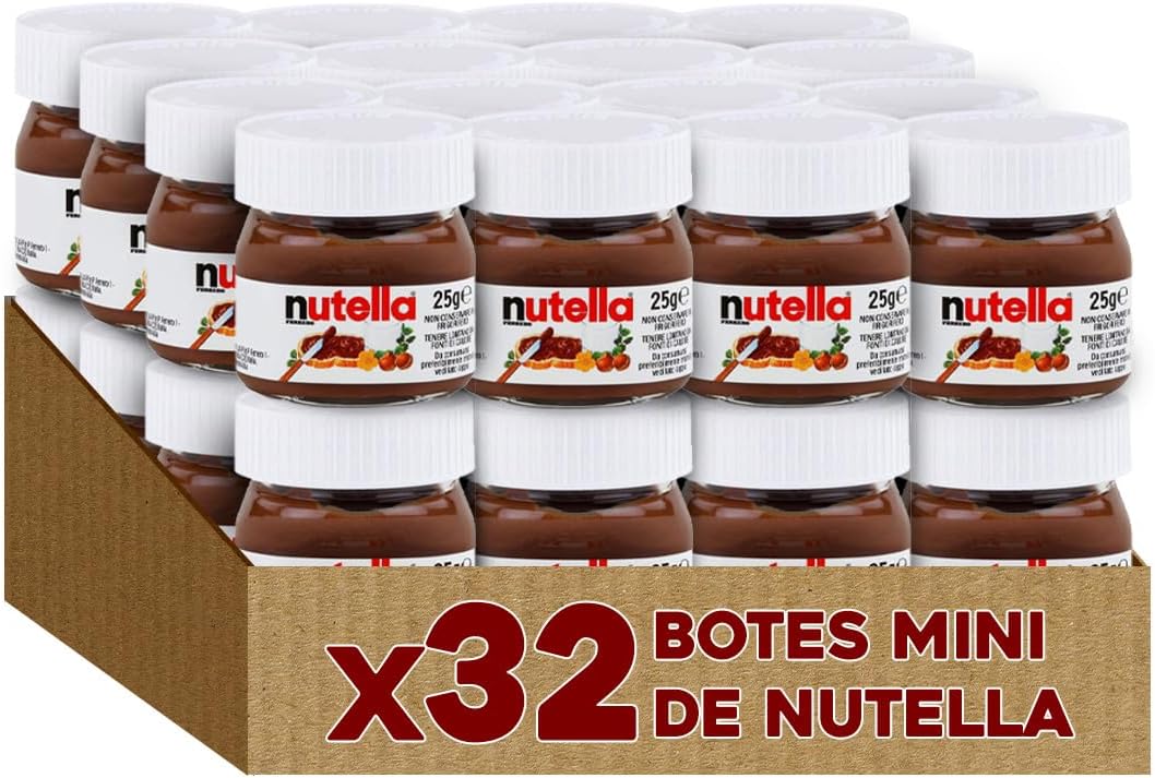 Crema de Cacao con Avellanas | Pack Mini Tarritos 25 gr | Crema de Cacao y Avellanas | Caja de Tarritos Individuales perfectos para Hosteleria, Eventos o Repostería (32 Tarritos 25gr)