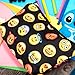 Women's Girls Make Up Bag Wash Bag Toiletry Cosmetics Wallet Pencil Pen Holder Organiser Pouch Case (L22 x H14 x W8 cm, EMOJI BLACK)