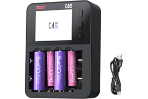 LIMETA 18650 ładowarka akumulatorowa, uniwersalna ładowarka do akumulatorów AA/AAA/18650/21700/3,7 V litowo-jonowy/26650/Eneloop, niezależne 6 gniazd, wyjście USB C, z funkcją rozładowania/analizy i