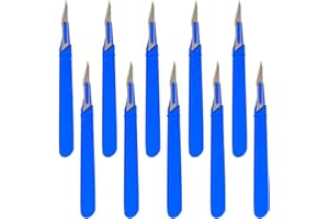 CERIOLL Einweg Kunststoff Chirurgische Skalpellmesser, Einweg Skalpell Klinge, Sterilisierte Einweg-Skalpelle, Einmalskalpelle Figur 11 mit Schutzkappe, Einzeln Steril Verpackt (Blau,10 Pack)