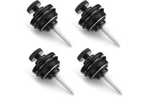 Bestgle 4 Stück Gitarrengurte, Schlösser, Knöpfe, Gurtschloss aus Metall, für E-Gitarre, Klassik, Akustik, Ukulele, Bass, Schwarz