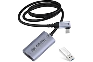 Guermok Carte de Capture Vidéo 4K 60FPS, USB-C 90°, 1m, 1080P 240FPS USB3.0 HDMI vers USB A/C pour Streaming, Compatible Pad, macOS, PC, Quest 3, OBS, PS 5/4, Switch 2/1, Caméra