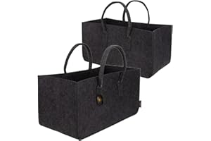 Rubberneck Torba filcowa z uchwytami do noszenia, torby na zakupy XL z uchwytem, kosz na zakupy, składana torba na drewno opałowe, torba do przenoszenia, Antracyt, X-Large