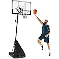 COSTWAY Adjustable Basketball Hoop, 4.9-10 FT Goal With 44 Inch Shatterproof Backboard, Rebounder and Wheels, Portable Stand System for Kids Teens Adults