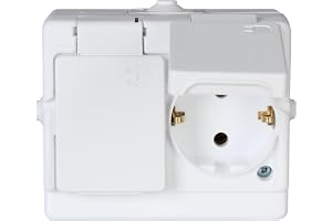 Kopp 130202002 ytmonterad våtrum, säkerhetsuttag, 2-vägs med gångjärnslock, IP44, standard