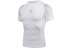 AMZSPORT Męska koszulka kompresyjna oddychająca koszulka z krótkim rękawem do biegania na siłownię