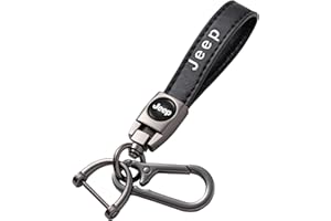 ZWYIDALI Pelle Auto portachiavi per Jeep Grand Cherokee Wrangler Compass Renegade Patriot Grand Comander, portachiavi per uomo e donna,compatibile con Jeep accessori, Nero