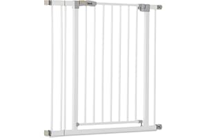 hauck Barrera Seguridad Niños para Puertas y Escaleras Open N Stop Safety incl. Extension 9 cm - Barandilla Escalera Niños sin Agujeros - Vallas Infantiles - Metal 84- 89 cm - Blanco