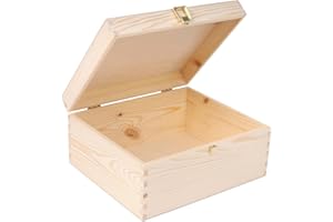 Creative DECO Grande Caja Madera para Decorar con Tapa | 29 x 25 x 14 cm | Navidad, Decoración Decoupage Almacenaje Herramientas Documentos Objetos de Valor Juguetes Navidad