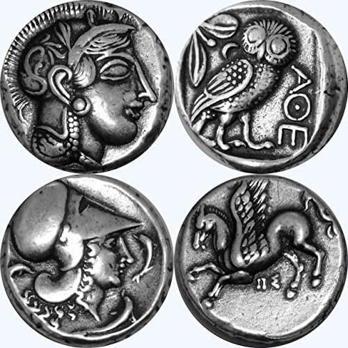 Athena/Owl and Athena/Pegasus, 2 Coins, Greek God and Goddesses Coin Collection, (#2-S, 12-S)