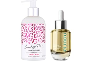 INTIMD Coochy Plus Intimate Shave Cream Sweet Bliss + NOURIA Pre-Shave Elixir Moisturizer Oil Kit – HydroLock & MOISTURIZING PLUS Continuous Hydration Reliefs Razor Burn Bump Ingrown Hair