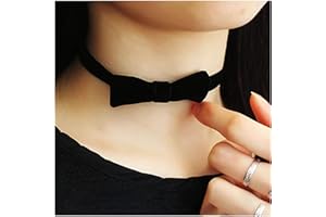 Cimenexe Punk Velvet Ribbon Bow Necklace Black Satin Collar Necklace Black Suede Choker Necklace Black Bow Tie Leather Choker Necklace Jewelry for Women and Girls Gifts