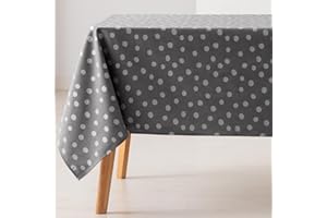 GAMUSI Mantel Antimanchas Mesa Rectangular Puntos pequeños Liso Jacquard Impermeable 140x100 cm, Tacto Tela, Color Antracita