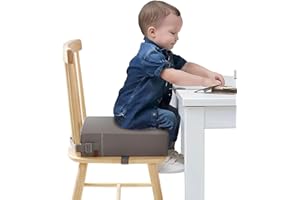 Czrrzl Rialzo Sedia Bambini Flessibile Lavabile Rimovibile Portatile PU Rialzo Sedia Bambini da Tavolo 2 Regolabile Cinghiette Antiscivolo Alzasedia Portatile per Usare Casa Viaggio(Grig)