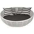 BRISHI Outdoor/Pool Side/Garden/Balcony/Porch/Backyard/Terrace/Patio/Beach/Sofa Sunbed Wicker and Rattan Daybed (White/Black)