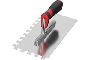 KOTARBAU® Llana Dentada con Hoja de Acero Inoxidable, 12x12 mm, 270 mm, Paleta de alisado con Mango de Goma, Peine de Diente para colocación de baldosas, Espátula de Dientes, Alisadora para Azulejos