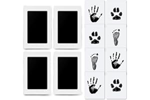 Kit Empreinte Bébé 4pcs – Empreinte Main Pied Bébé Sans Encre, Clean Touch, Kit pour Empreinte Animaux, Nouveau-né Souvenir Cadeau