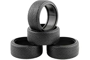 KEEDA 1/10 RC Drift Car Tires Hard Plastic Tyre for 1/10 Tamiya HSP HPI Kyosho Racing Drifting Model Car (Black)