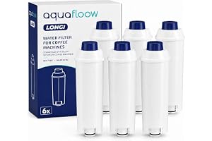 Aquafloow Vattenfilter Kompatibel med DeLonghi DLSC002 Kaffemaskin – Passar Magnifica® S, Eletta®, Dinamica®, PrimaDonna® och ECAM-serien – Antikalk Utbytesfilter för Espresso (6x)