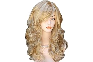 FAMKIT 24'' perruques synthétiques longues ondulées et bouclées pour femme avec mèches blondes mélangées résistantes à la chaleur