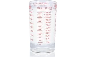 Dokeno Mini kubek z miarką 4OZ/120 ml, szkło stopniowe z wagą, wytrzymałe kubki, mały szklany kubek miarkowy do kuchni, baru, wódki, koktajl, tequila