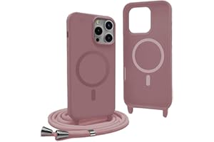 YFSYLL Handykette Hülle für iPhone 14 Pro Max mit Band,Magnetische Silikon Handyhülle Kompatibel mit MagSafe,Handyhülle für zum Umhängen Einstellbar und Abnehmbar - Roségold