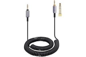WEISHAN Cavo AUX di ricambio a spirale ATH-M50xBT2, per cuffie wireless Audio Technica ATH-M50xBT2, ATH-SR50BT, cavo di prolunga da 3,5 mm con adattatore da 6,35 mm, 4,3 m
