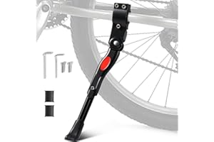 Vinabo Béquilles de vélo Réglable en Alliage d'aluminium,Hauteur avec Pied en Caoutchouc Antidérapant,Béquille Velo Laterale,Support pour vélos 24-27 pouces, BMX, VTT, 700c-Noir