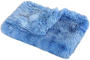 GUOCU Fluffy Copertine per Cani Coperta per Gatti Lavabile Soffice Coperta Cane Morbido Caldo Animali Domestici Doppia Faccia Tappeto Adatta per Maggior Parte Dei Cani O Gatti,Blu1,78×54cm