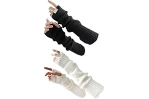 SLEEKEE Scaldabraccia Senza Dita Da 2 Pezzi, Scaldabraccia Lavorati A Maglia, Scaldabraccia Caldi Semplici, Scaldabraccia Caldi Autunnali E Invernali Da Donna, Scaldabraccia Lunghi Alla Moda