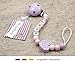 Personalised Baby DUMMY CLIP | Pacifier Holder with preffered name – girls motif lilac heart | Beststeller from Germany