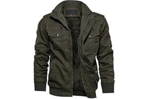 TACVASEN Uomo Giacca Militare Invernale Jacket Casual Interno in Pile Caldo collo in Piedi