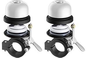 Stouchi Confezione da 2 campanelli per bicicletta per Apple AirTag, diametro 22 mm-25 mm, antifurto, con etichetta nascosta, impermeabile, in ottone, suono forte e nitido, per bici da strada, mountain