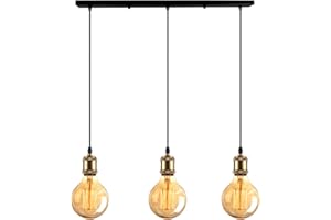 iDEGU 3 luces Lámpara de techo retro industrial estilo Edison portalámparas E27 Iluminación colgante - color: latón