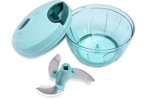 CNFQ Hachoir Manuel Cuisine Food Blender Ecraseur pour Découpe Fruits et Légumes Presse-Ail (Bleu)