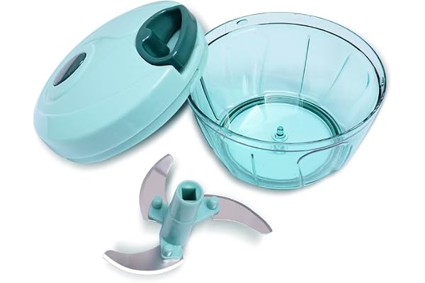CNFQ Hachoir Manuel Cuisine Food Blender Ecraseur pour Découpe Fruits et Légumes Presse-Ail (Bleu)