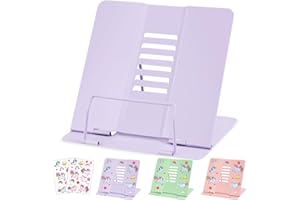 WuGU Buchständer Metall, verstellbarer Faltbarer Buchständer kinder, Multifunktionales Metall-Lesegestell für Halten von Redeentwürfen, Lehrbüchern, iPads, Rezepten(Lila)