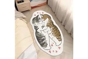 POPUPWAVE Area Rugs for Bedroom 40 * 120 cm, Washable Cute and Funny Kids Pets Rug Modern Printed White Irregular Shape Entryway Rug (Kiss)