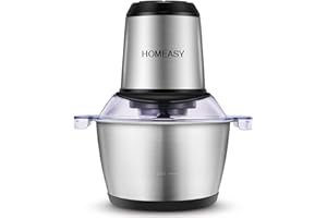 HOMEASY Picadora Eléctrica de Alimetos 350W, 2L Trituradora de Alimentos de Acero Inoxidable, Picadora de Alimentos 4 Cuchillas 2 Velocidades, Picadora de Carne Verduras y Frutas