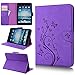 Produktbild SMART LEGEND iPad Mini Hülle, iPad Mini 2 Hülle, iPad Mini 3 Lederhülle Schmetterling Weinstock Premium Schutzhülle Wallet Case Helles Lila Muster Design Etui Brieftasche Ledertasche Neu Zubehör im Bookstyle Cover Schale mit Ständer Standfunktion Etui Karten Slot und Magnetverschluss Flip Case