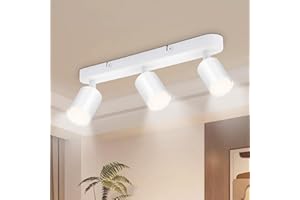 Seruno X Binario Faretti Soffitto 3 Vie, Faretto Orientabile GU10 Metallo Bianco, Lampada Soffitto Moderna Industriale per Cucina Camera Soggiorno Corridoio Sala da Pranzo (Senza Lampadine)
